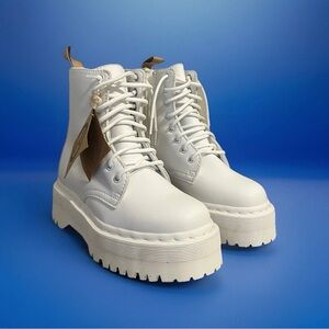 DR MARTENS VEGAN JADON II BOOT KEMBLE MONO PLATFORMS WHITE ZIPPER WOMENS 5 NEW